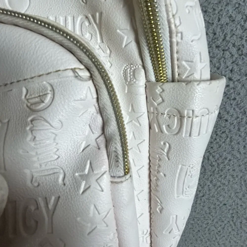 Juicy Couture White/Ivory Embossed Logo Backpack